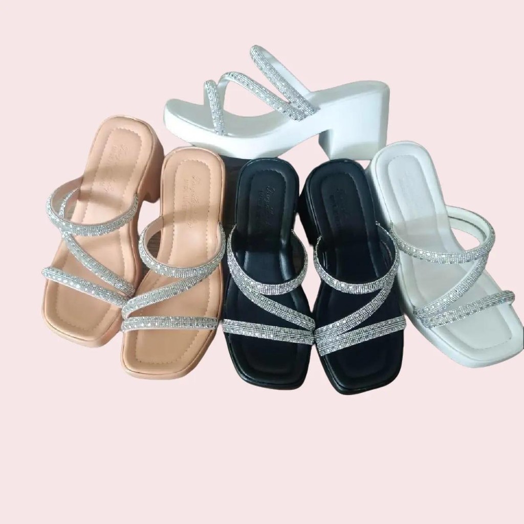 Dép nữ cao gót - đế PU cao 6 phân - 3 quai xoàn  - ( MS. 11 ) DéP Shoes GiàY Jean