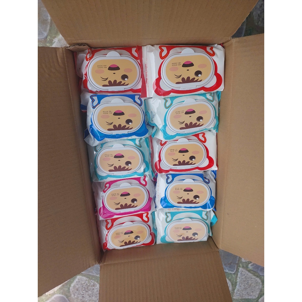 Xả hàng 30 GÓI KHĂN ƯỚT GẤU BABY KAKA 650 KHÔNG MÙI VẢI BI AN TOÀN CHO BÉ DATE MỚI NHẤT
