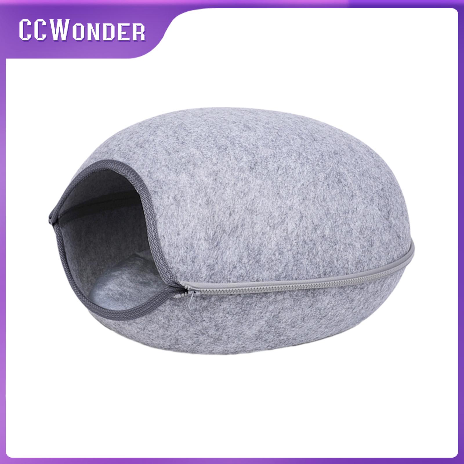 CCWonder Felt Cat Bed Cave Cozy Washable Portable Cat Tent for Play Sleep Senior Cats