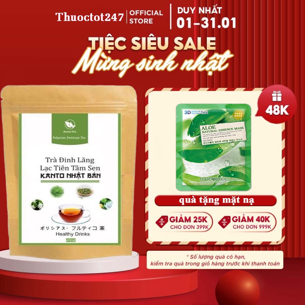 Trà Cho Người Mất Ngủ -Trà Giúp Ngủ Ngon An Thần-Trà Đinh Lăng Lạc Tiên Tâm Sen KANTO  Nhật Bản 1 Gó
