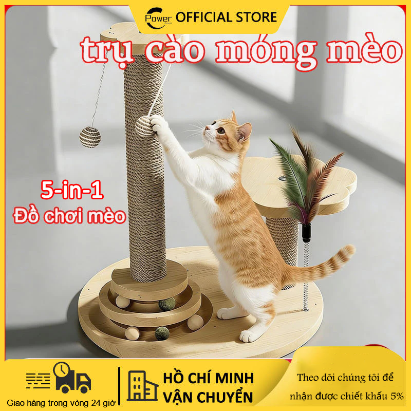 【FREESHIP】5 IN 1 Trụ Cào Móng Cho Mèo Chơi Kèm Quả Bóng,Giúp Mèo Cào Móng Và Vui Chơi Thỏa Thích