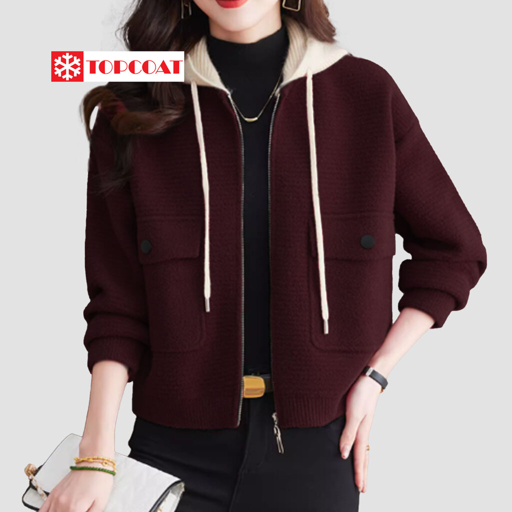 TOPCOAT แจ็คเ็ตฮู้ด ผ้านิ่ม ใส่สบาย ถอดฮู้ดได้ กระเป๋าใช้งานได้จริง (1 ตัว) Freesize ราคา 1,290 บาท*ส่งฟรี