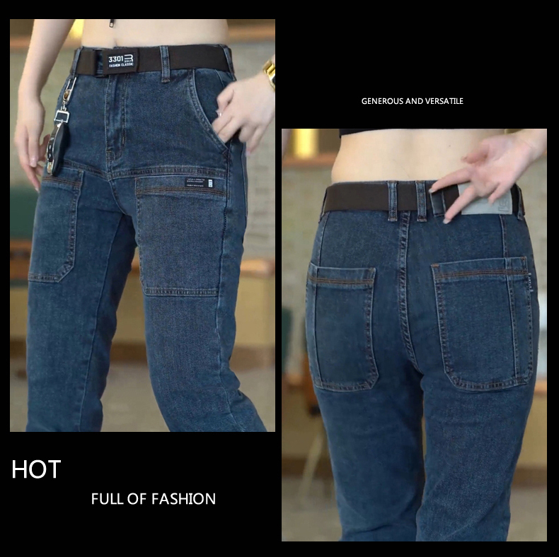 [lsdj] 2023 New Men's Slim Jeans Stretch Skinny Multi Pocket Fashion Designer Denim Trousers Male Brand Clothes Pants Streetwear · v2