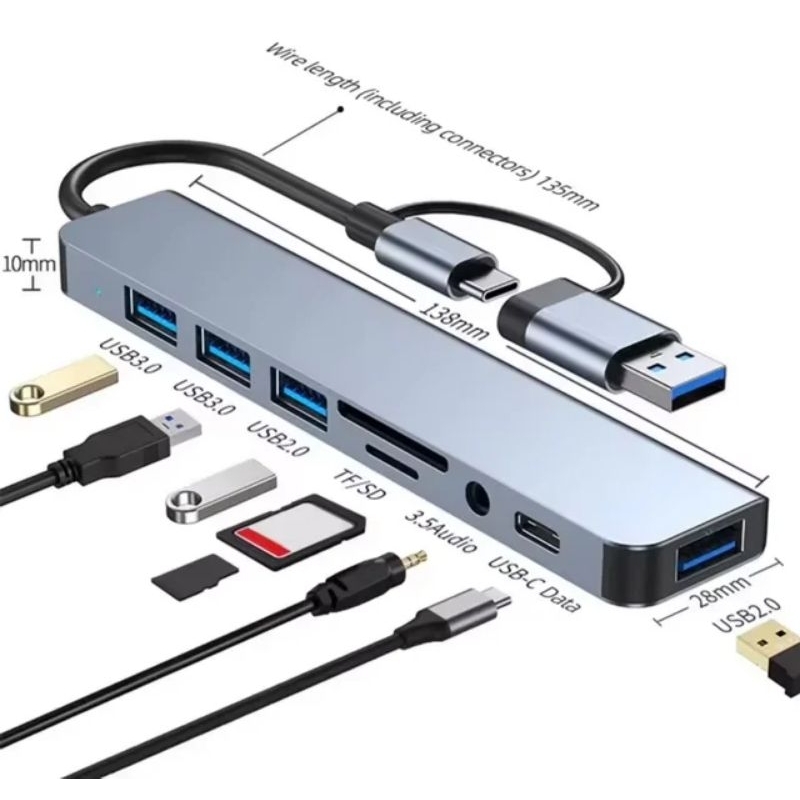 HUB Type C và HUB USB 3.0 tốc độ cao TEKKIN cổng chia usb mở rộng kết nối chuyển đổi cho laptop táo máy tính PC
