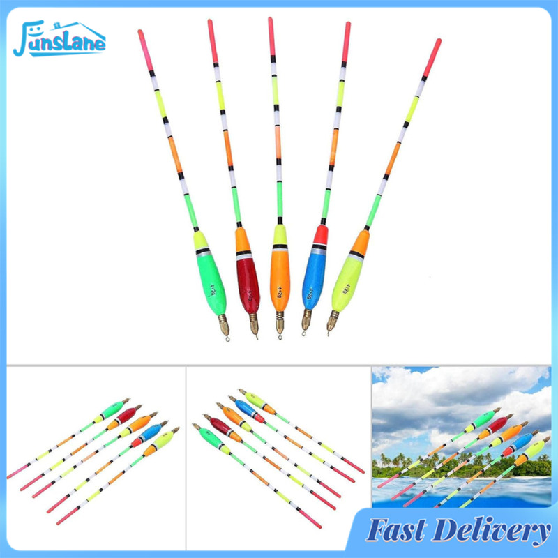 FunsLane 5PCS Fishing Floats Balsa Wood Fishing Float Bobber Bite Indicator Angling Equipment With strong Float Tail Multiple Color ราคา 142 บาท*ส่งฟรี