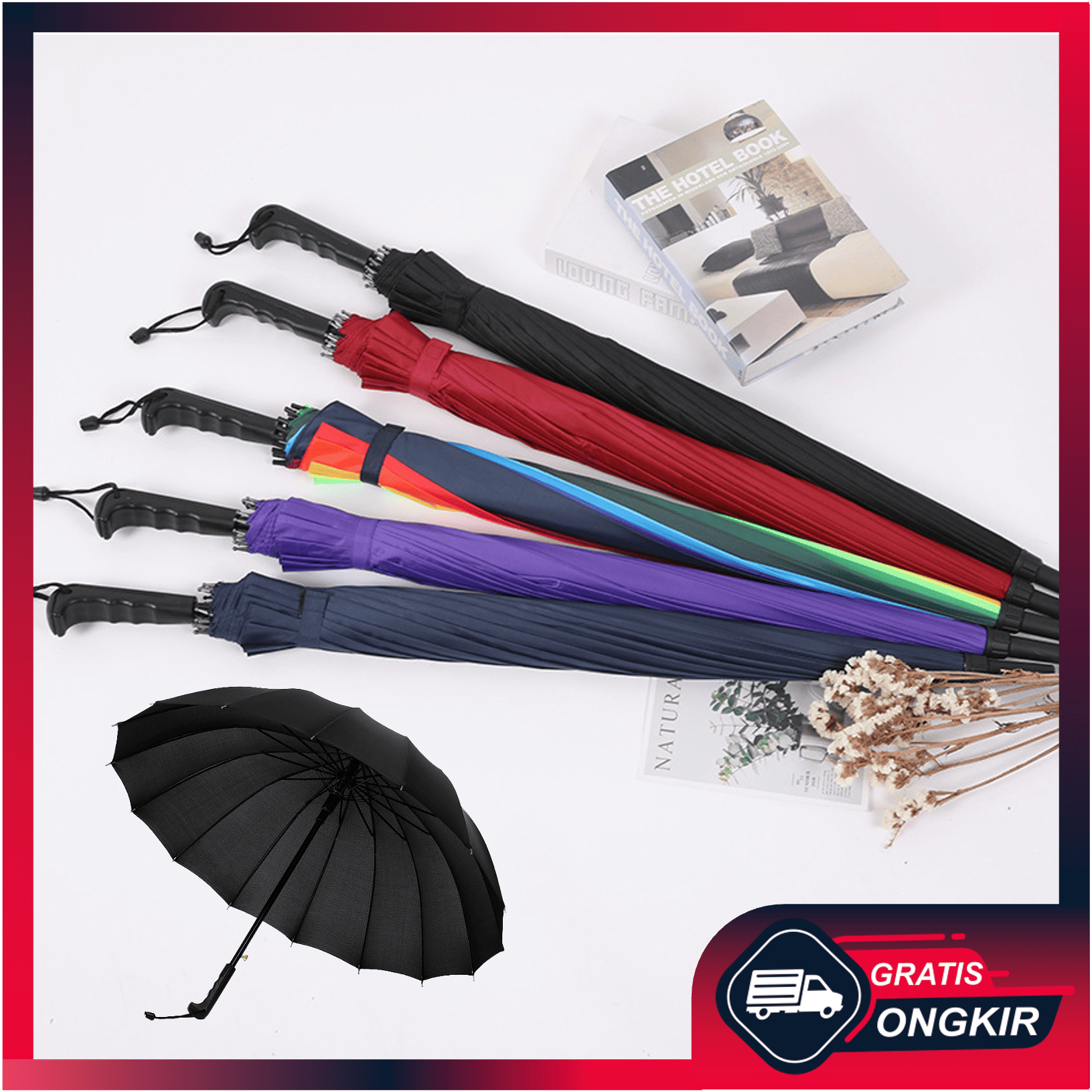 Free shipping-thick & durable premium long umbrella/strong and durable long umbrella Giá 38,990 Đồng*Miễn phí vận chuyển
