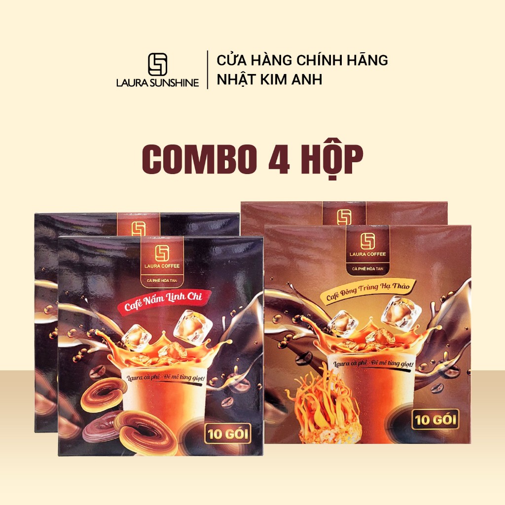 Combo 4 Hộp Cà phê Nhật Kim Anh cà phê hòa tan Laura Coffee