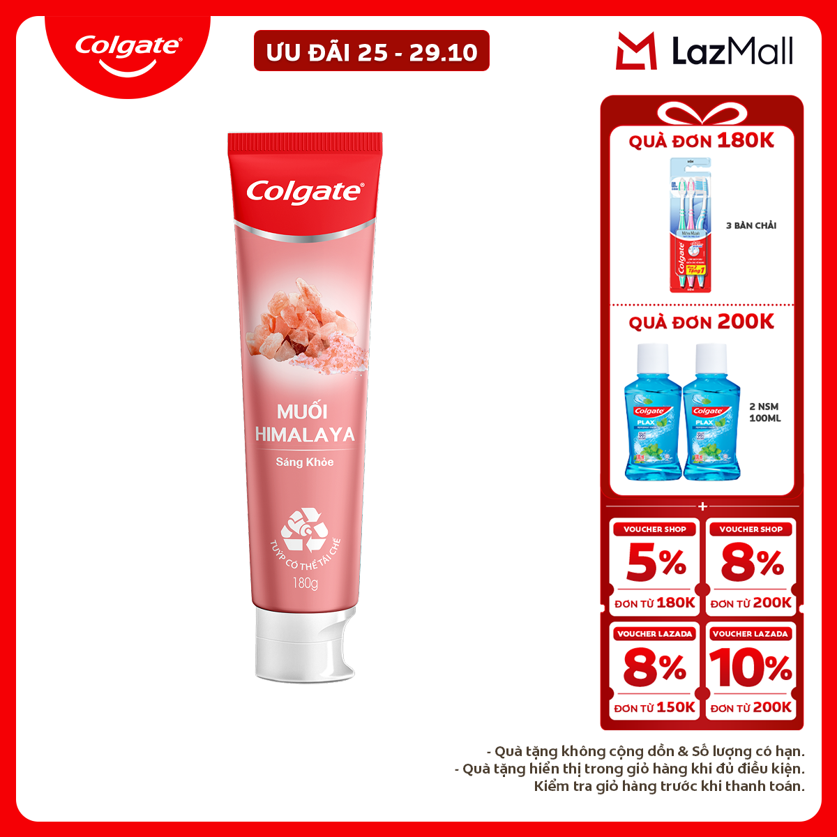 Kem đánh răng Colgate thiên nhiên muối Himalaya sáng khỏe 180g