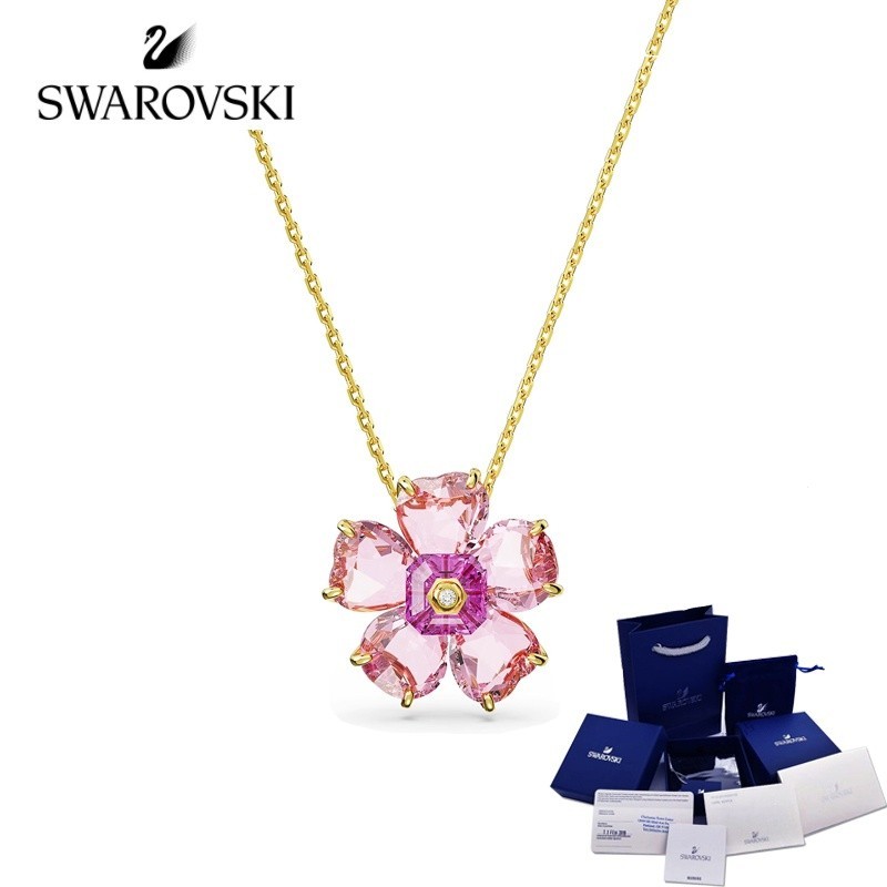 Ready Stock Swarovski Necklace FLORERE Flower Shape Necklace Sterling Silver Necklace Female Necklac