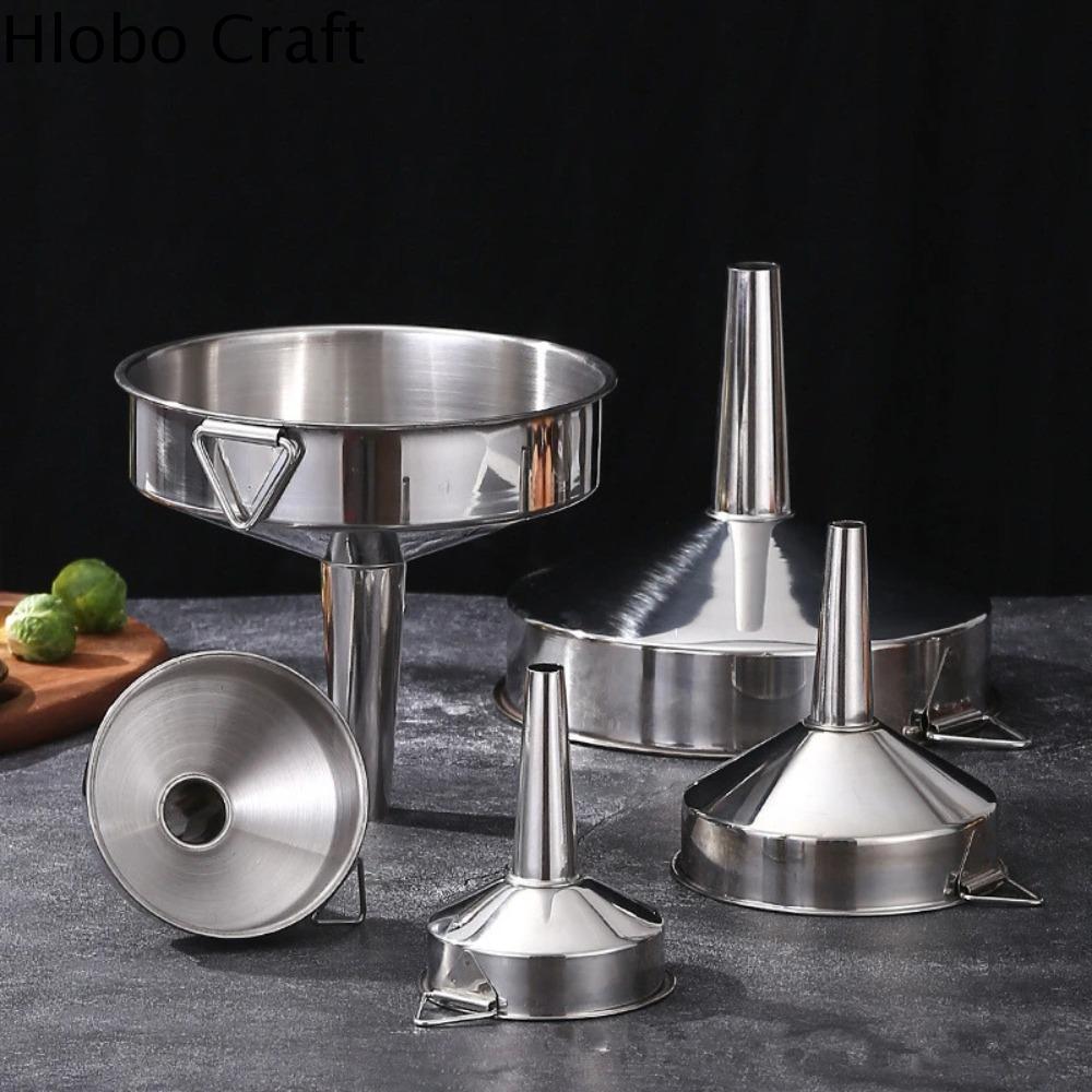 HLOBO Thép không gỉ Phễu nhà bếp Miệng rộng Tay cầm có thể gập lại Phễu dầu Đa chức năng Tay cầm thoải mái Phễu rượu Chất lỏng