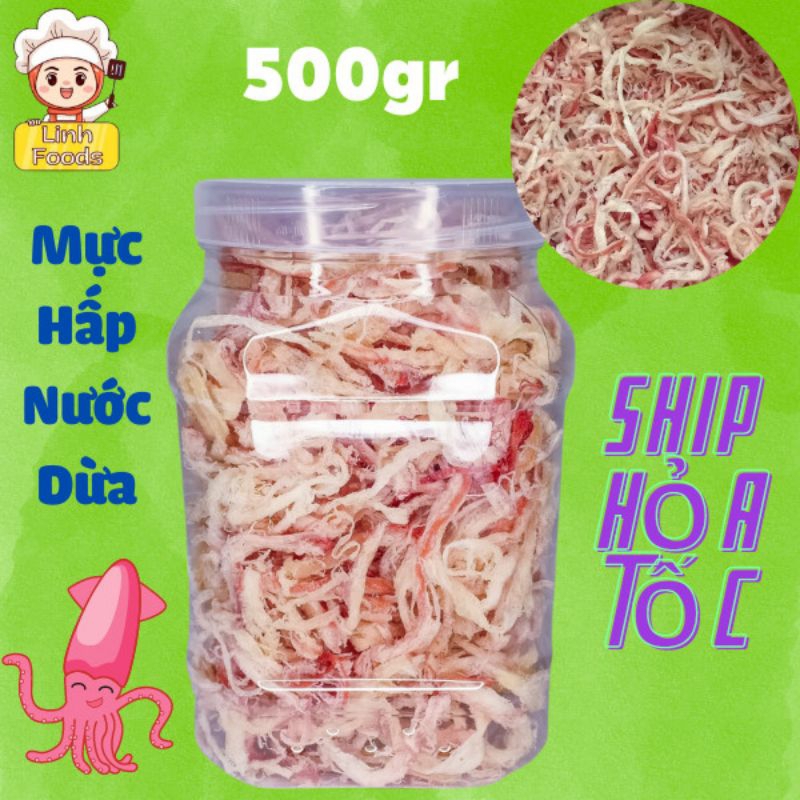Mực sợi hấp nước dừa hộp 500gr - hàng lᴏại 1