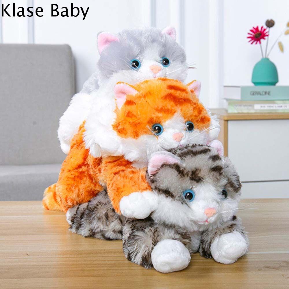 KLASE Dễ thương Quà Tặng trẻ em Mềm Trang trí nhà cửa Đồ chơi xoa dịu Gối cho mèo con Đồ chơi ngủ Đồ chơi mô phỏng mèo nhồi bông Đồ chơi nhồi bông cho mèo Gối vải nhung lông Búp bê mèo vải lông