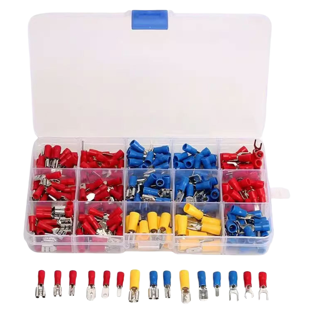 280Pcs Ring Lugs Rolled Terminals Assorted Kit Electrical Wire Crimp Butt Ring Fork Set Male Female Insulated Terminals