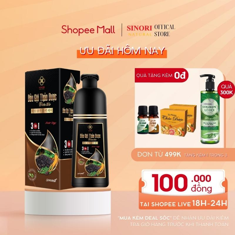 Dầu gội phủ bạc Sinori 500ml - Làm đen tóc tự nhiên tại nhà chỉ sau 15 phút