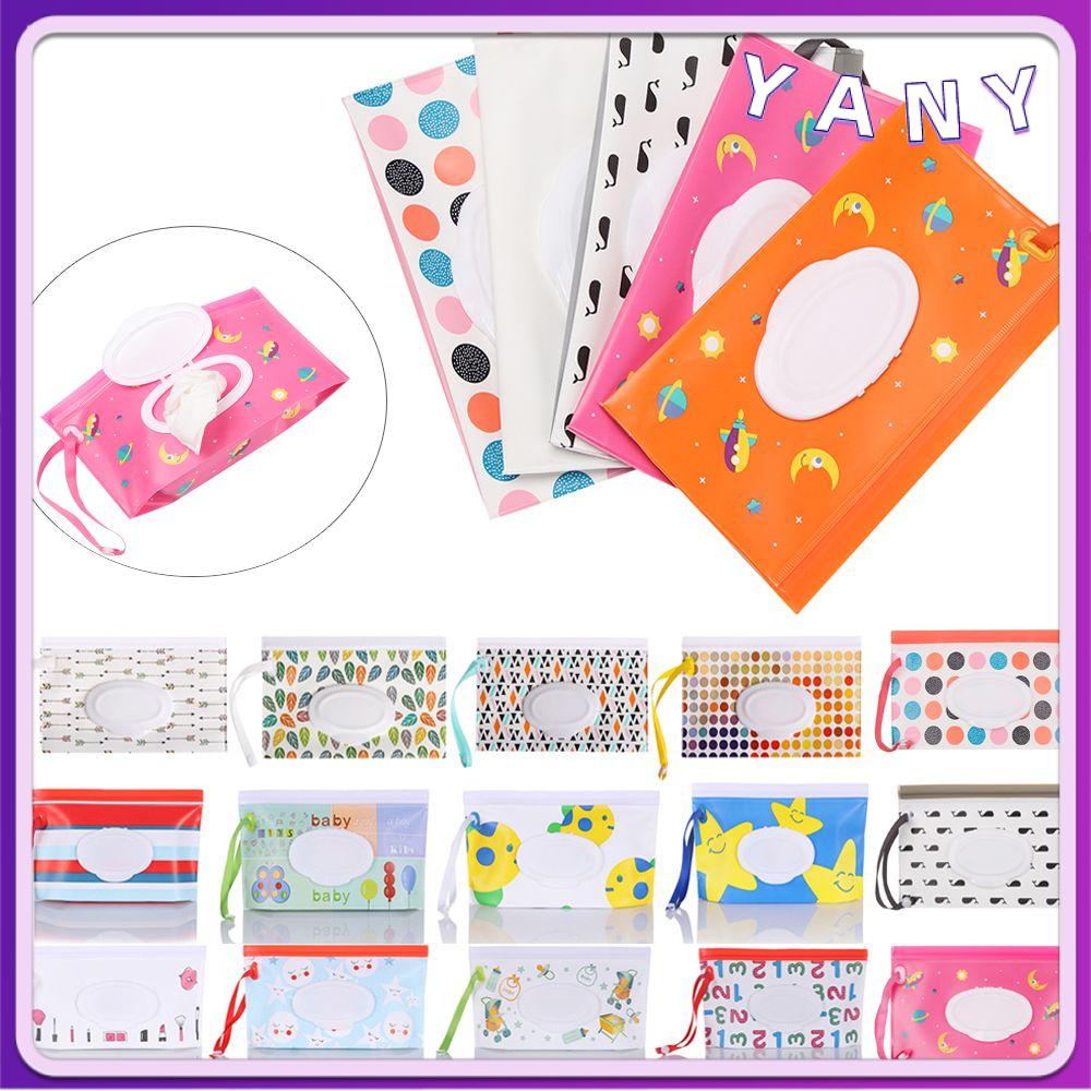 YANY 1pcs Có ích Dễ thương Snap-Strap Lật bìa Hộp đồ Cầm tay Hộp khăn giấy Túi khăn ướt Túi mỹ phẩm Phụ kiện xe đẩy