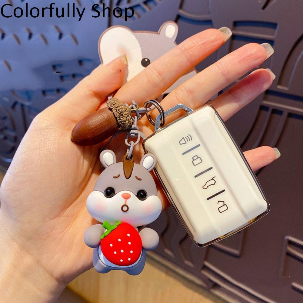 COLORFULLY Hoạt hình Móc khóa đồ ăn nhẹ cho chuột Hamster Dễ thương Búp bê dây chuyền túi Dễ thương Tinh tế Móc chìa khóa xe ô tô Học sinh