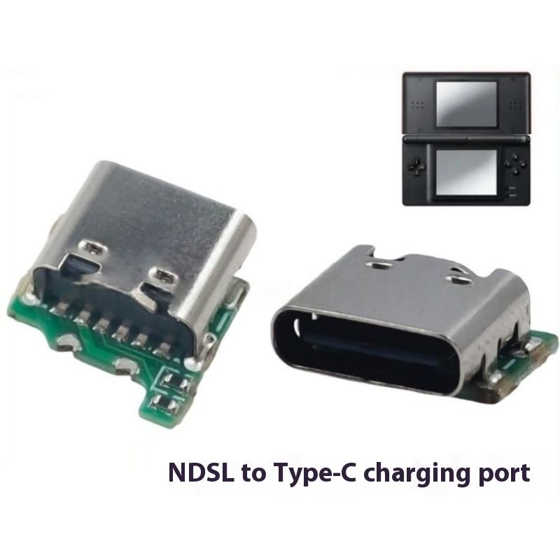 XINGHEC2 1 cái cho NDSL chuyển đổi sang USB-C Mod USB Loại C sạc Ổ cắm thay thế cho Nintendo NDS Lite USB-C phí cổng