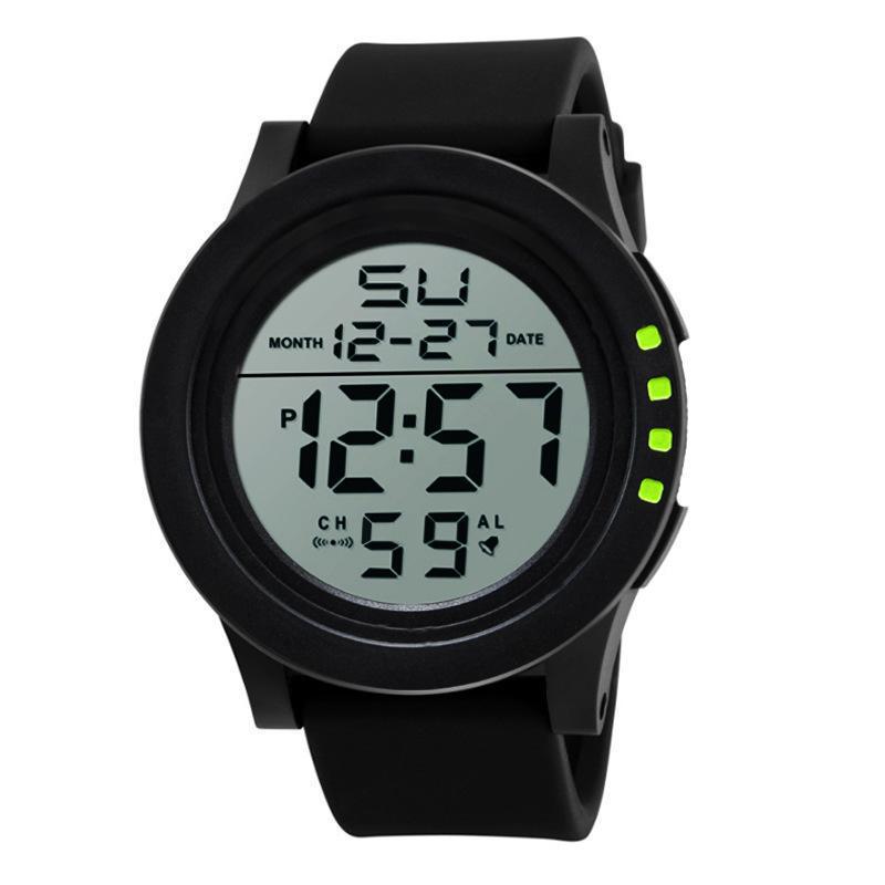 Silicone Large Dial Cold Light Machine Watch Men's Electronic Watch Large Screen LED Sport Watch Waterproof Sports Electronic Watch