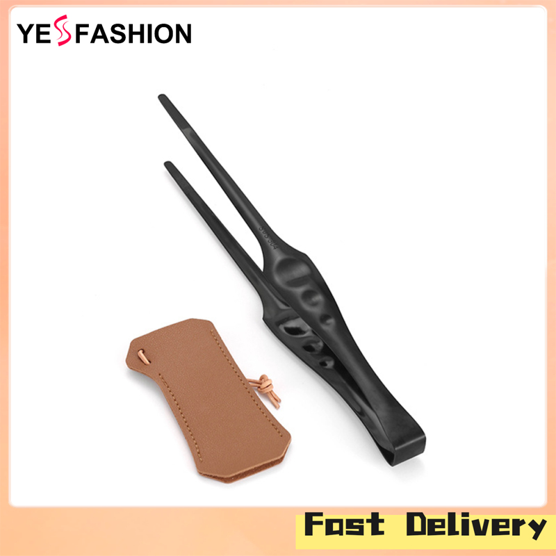 Yesfashion Store IN stock Grill Tongs Premium 304 Stainless Steel Metal Tongs With Leather Cover 70g For Cooking Buffet Grilling Barbecue 27cm x 3cm ราคา 146 บาท*ส่งฟรี