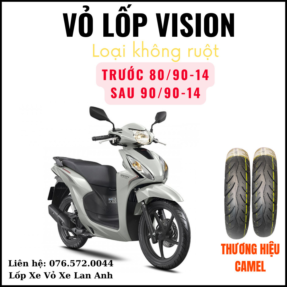 Vỏ lốp xe VISION chính hãng, hoả tốc HCM - Cặp Vỏ Lốp CAMEL Không Ruột Xe Máy