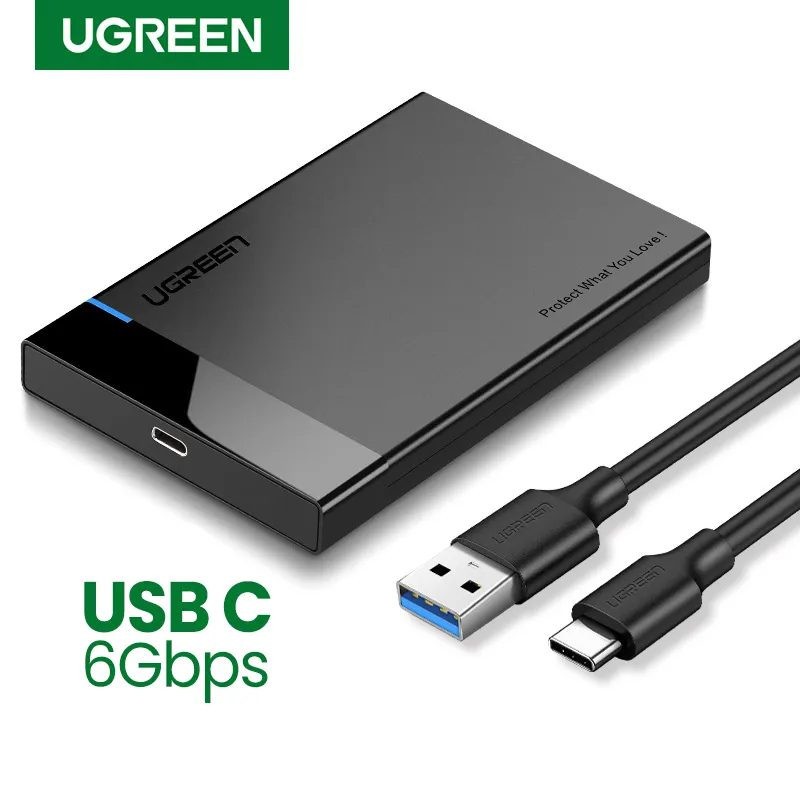  Hộp Đựng Ổ Cứng HDD 2.5 Ugreen 50743 US221,tốc độ 5Gbps SATA SSD HDD 6TB USB C 3.1 