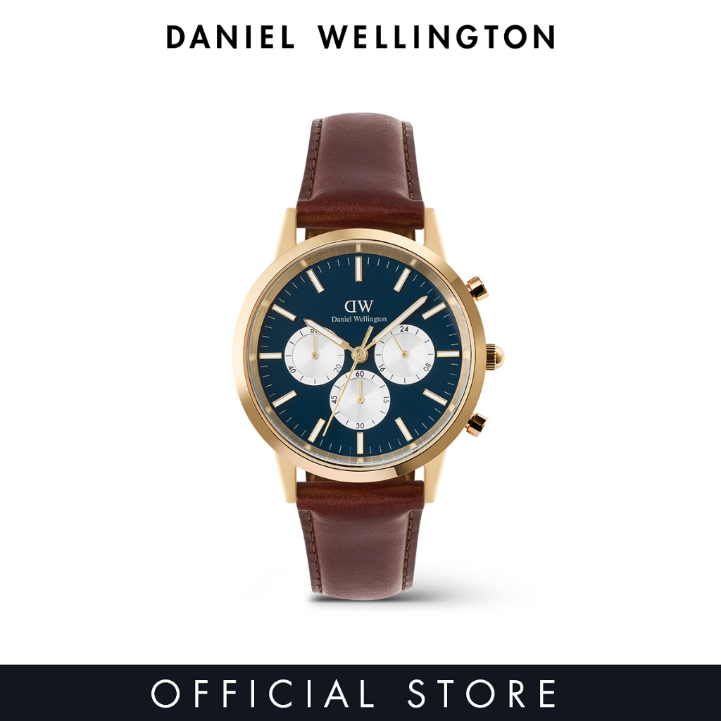 Daniel Wellington Iconic Chronograph 42mm St Mawes Arctic Panda Gold Men Watch stainless steel Leather strap watch DW Official Authentic Original