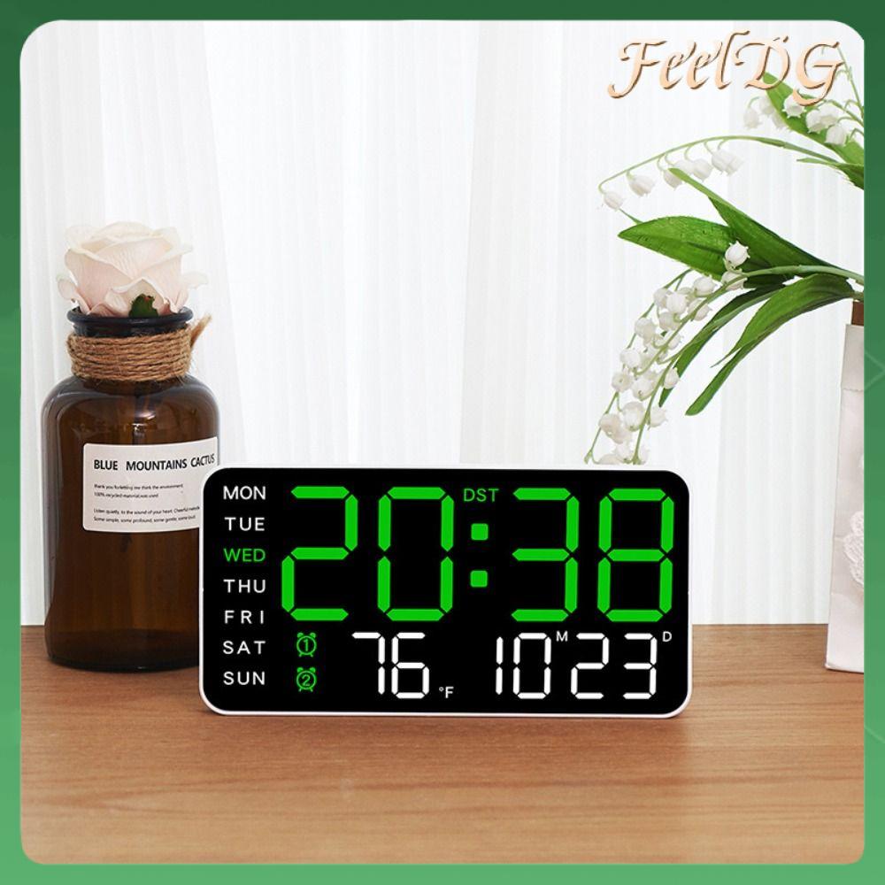 FEELDG Đa năng Đồng hồ treo tường điện tử Gắn tường Nhiệt độ Đồng Hồ Để Bàn Trưng Bày  Ngày Đồng hồ LED kỹ thuật số Dành cho phòng ngủ