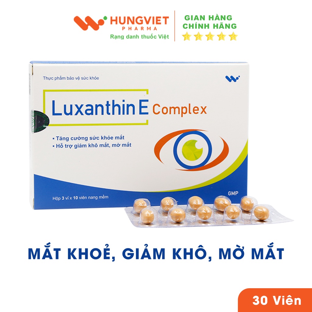 Viên uống Luxanthin E Complex - Tăng sức khoẻ mắt giảm mờ khô mỏi mắt HungViet Pharma hộp 30 viên