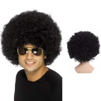 FHKGHTGJF 70S 80S Rock Vô Hình Phụ nữ Sợi chịu nhiệt Tóc giả thanh hộp đêm Nam Người lớn Phụ kiện tóc Tóc Giả chú hề afro Tóc giả hóa trang hoài cổ Tóc giả xoăn ngắn Tóc Giả cỡ lớn màu đen