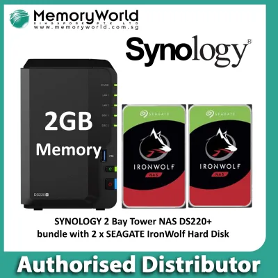 [SYNOLOGY Authorised Distributor] SYNOLOGY DS220+ 2 Bay DiskStation NAS bundle promotion with 2 x SEAGATE Ironwolf Hard Disk. Singapore Local Warranty