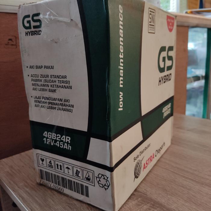 GS BATTERY AKI MOBIL 46B24R NS60 12V 45AH LOW MAINTENANCE PRODUK DARI GS BATTERY ASTRA OTOPARTS SNI CERTIFIED Harga 1,497,000 rupiah*Gratis Ongkir