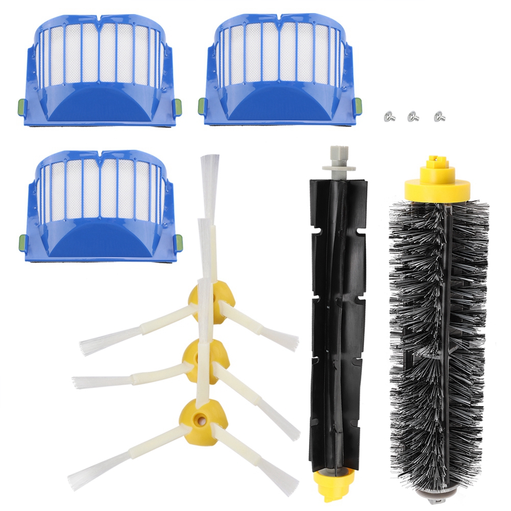 Wifehelper phụ kiện thay thế Kit Cho IRobot Roomba 600 Loạt Bộ phận thay thế máy hút bụi Kit Bao Gồm 3Pcs Bộ Lọc 3Pcs Bàn Chải Bên 1Pcs lược lông Và 1Pcs bàn chải que đánh