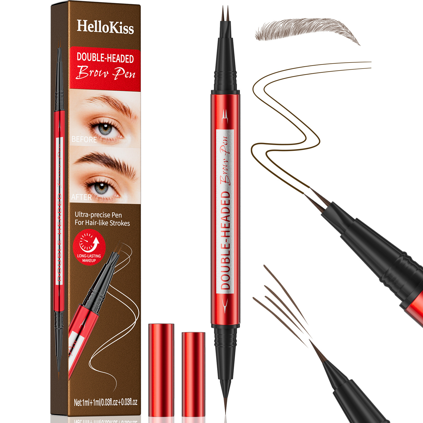 Bút chì mày hoang dã lỏng hai đầu, Bút siêu chính xác cho đột quỵ giống như tóc, Bút mày Microblading không thấm nước di động, không thấm nước, Chứng minh mồ hôi và không bẩn, dễ dàng để lấp đầy dòng tóc cho vẻ đầy đủ hơn tự nhiên