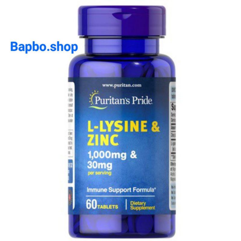 Viên uống giảm mụn bổ sung L - lysine 1000mg và zinc 30mg 60v