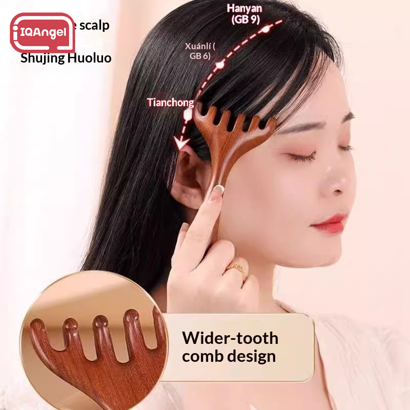 IQANGEL Wooden Six-Prong Head Massager for Scalp Relaxation and Meridian Stimulation ราคา 33 บาท*ส่งฟรี