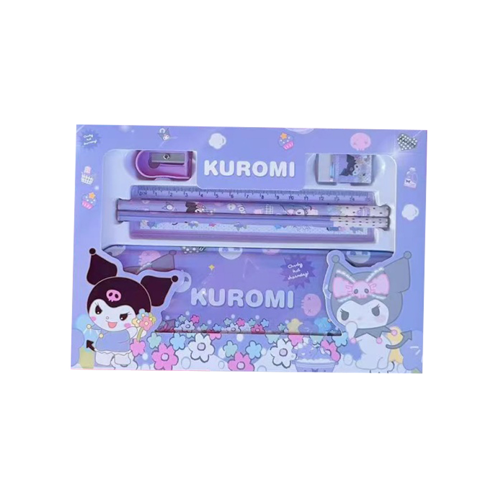 Aqrau 【การจัดส่ง 2-3 วัน】การจัดส่ง 3 วัน]Kuromi Stationery Set kuromi Sanrio Cinnamoroll พร้อมกล่องของขวัญ12สําหรับนชุดเครื่องเขียน กบเหลาดินสอ ไม้บรรทัด ดินสอ ลายการ์ตูนน่ารัก