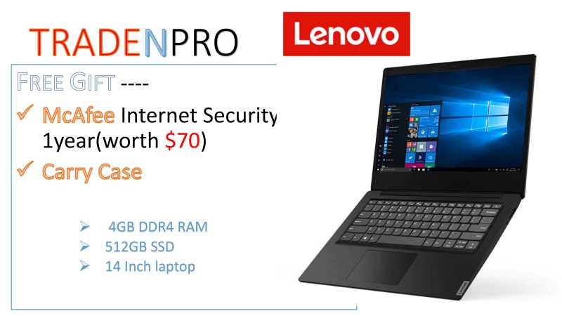 Lenovo S145 -14IWL 14inch 4GB DDR4 RAM 512GB PCIE SSD , Full HD ,Thin and Light Laptop ---BLACK