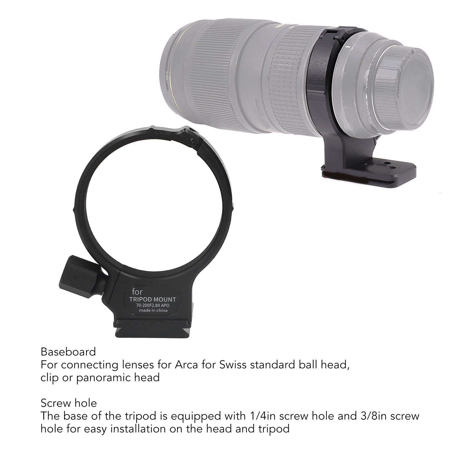 Giá đỡ ba chân ống kính Vòng Gắn giữ cổ áo ống kính đầu bi tipod cho ống kính Sigma 70 ‑ 200mm II F2