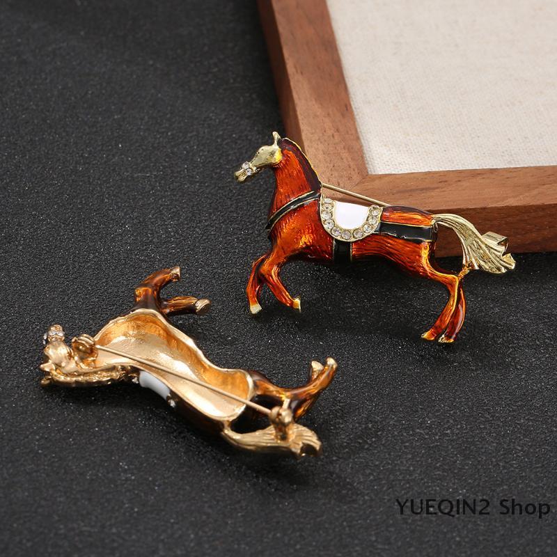 YUEQIN2 Shop New Cổ Điển Rhinestone Ngựa Trâm Cài Cho Phụ Nữ Hoàng Đạo Động Vật Ve Áo Pins Giản Dị Đảng Phụ Kiện Năm của Ngựa Đồ Trang Sức Quà Tặng