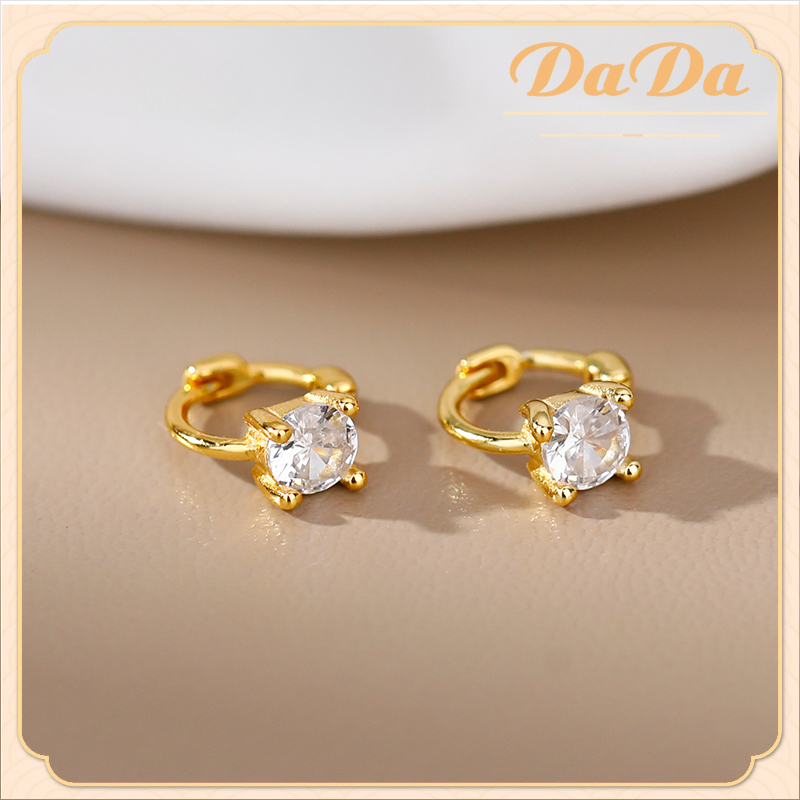 Hoa tai vàng thật 18k chính hãng Opal nữ Bốn ngạnh tròn Zircon Quà tặng trang sức cho bạn gái