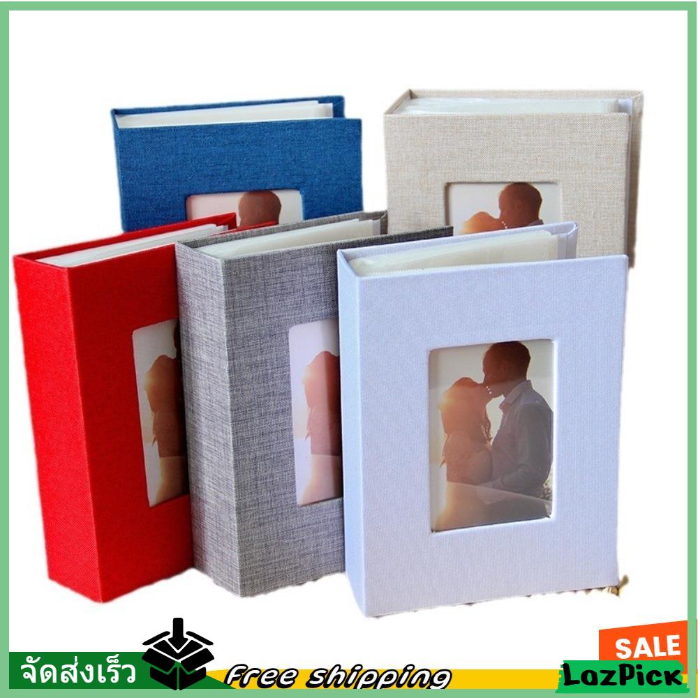 TT GLASSES อัลบั้มรูป 100 กระเป๋า 4x6 ผ้าลินินคลุม สมุดเก็บภาพขนาดเล็ก DIY เขียนได้ ครอบครัว วันครบรอบแต่งงาน เด็กเติบโต มัลติฟังก์ชัน