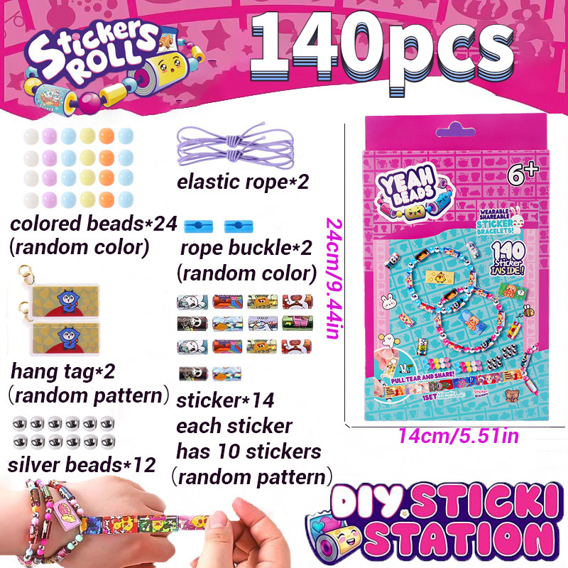 Geetoy Rolls Bands Kids Stickers Bracelet Beads DIY Jewelry Kit Art Toys Collect Funny Gift