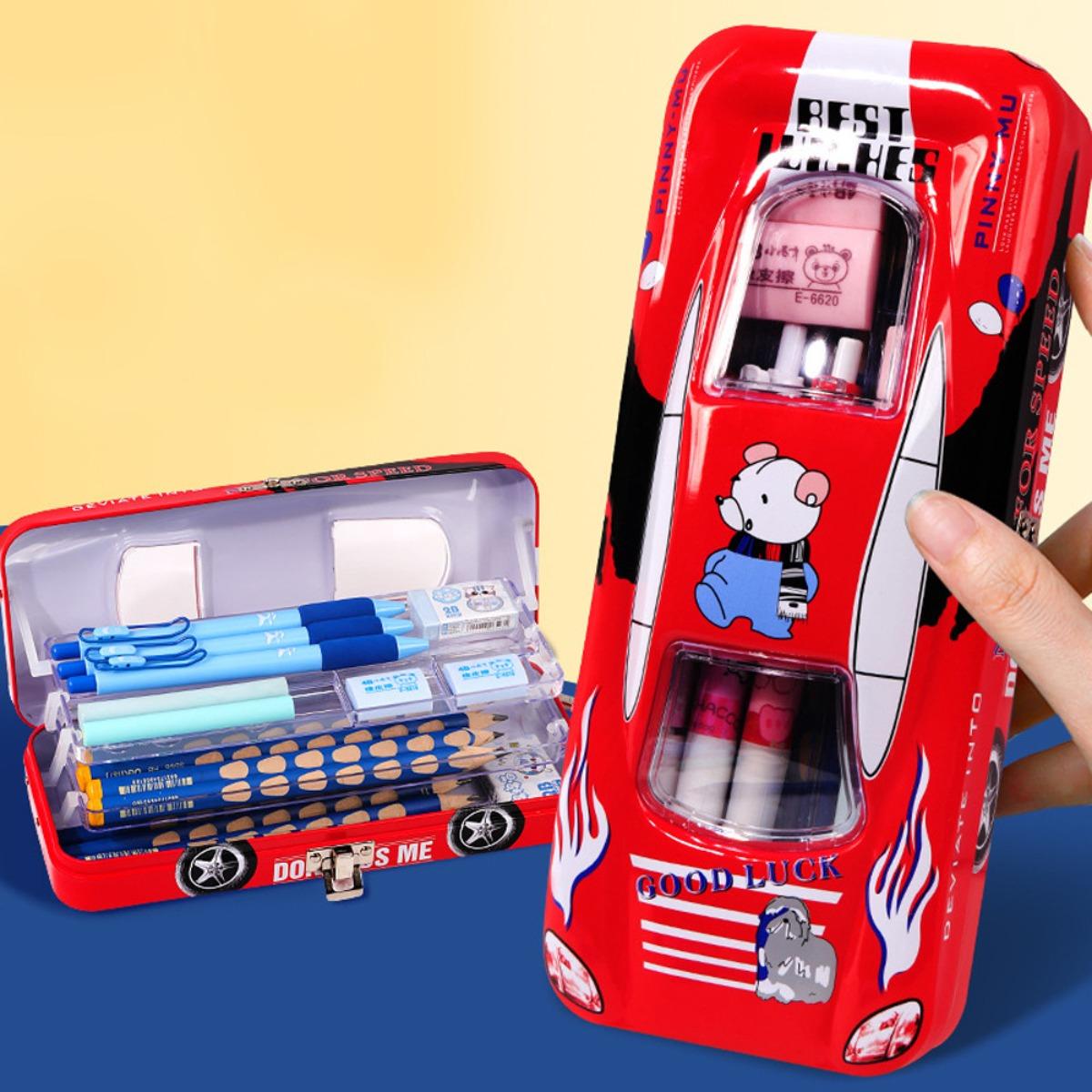 Kotak Pensil Kaleng Motif Mobil Pensil Case 3 Tingkat Karakter Lucu Praktis Cocok Untuk Sekolah dan Menyimpan Alat Tulis Anak