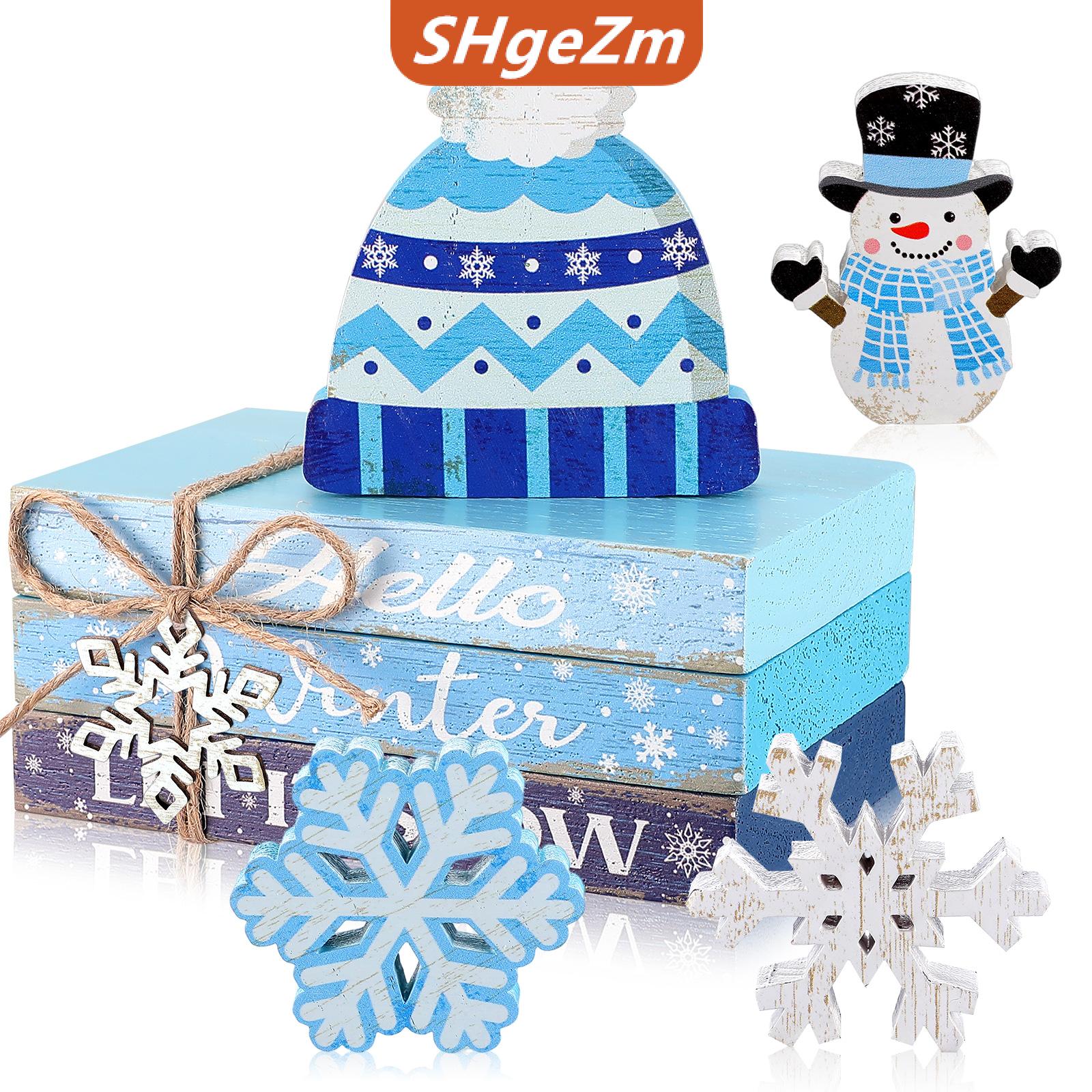 [COD] SHgeZm Giáng Sinh Bảng Trang Trí 3 Bằng Gỗ Cuốn Sách Dấu Hiệu Trung Tâm 3 Mùa Đông Bằng Gỗ Bông Tuyết Trang Trí Nội Thất 1 Người Tuyết Giáng Sinh Trang Trí 1 Wo