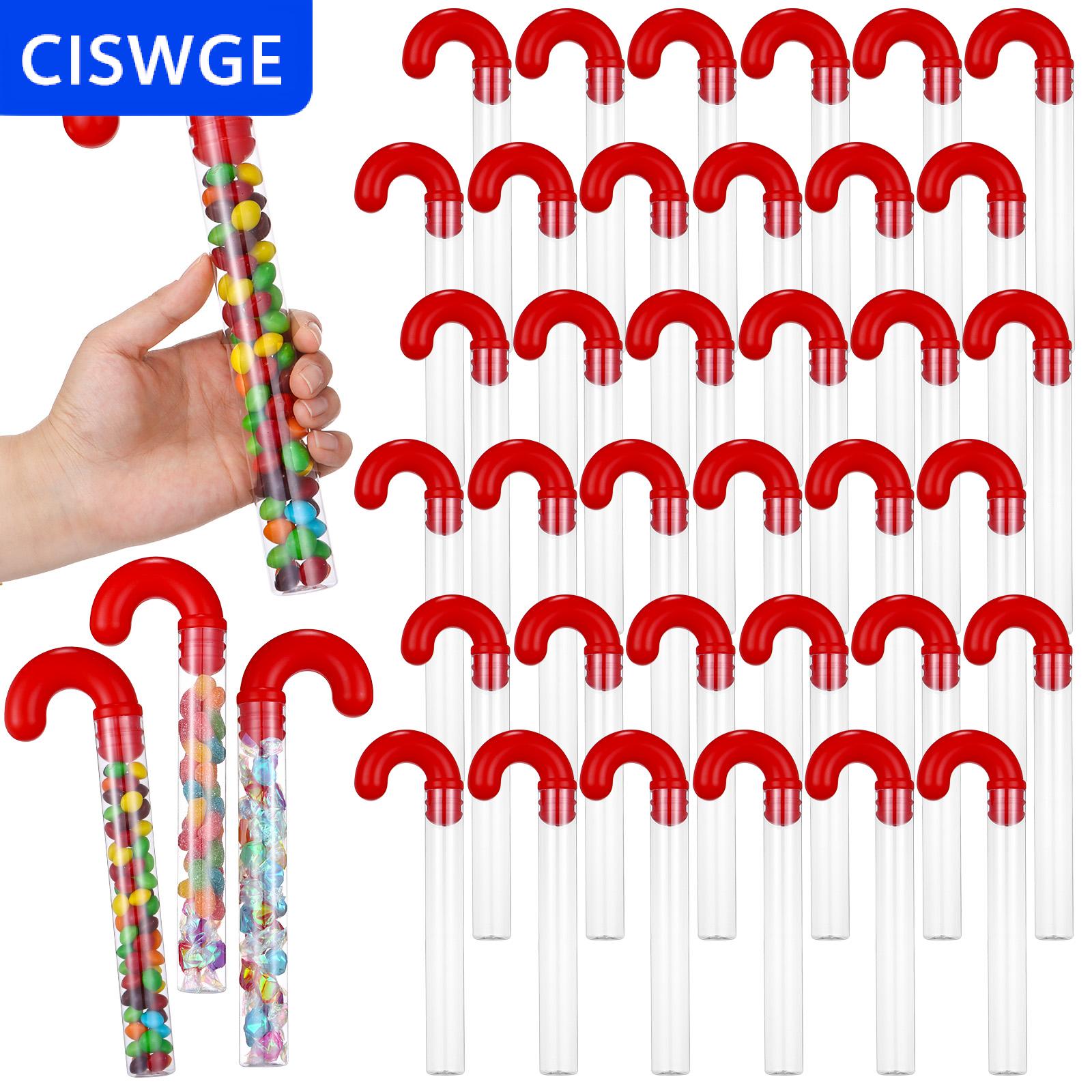 [COD] CISWGE 36Pcs Lớn Giáng Sinh Kẹo Ống 9.8 Inch Nhựa Kẹo Container Rõ Ràng Rỗng Kẹo Tube-E Với Màu Đỏ Topper Nạng Hình Rỗng Rõ Ràng Nhựa Kỳ Nghỉ Candys Mía Ống Giáng Sinh Đảng Cung Cấp