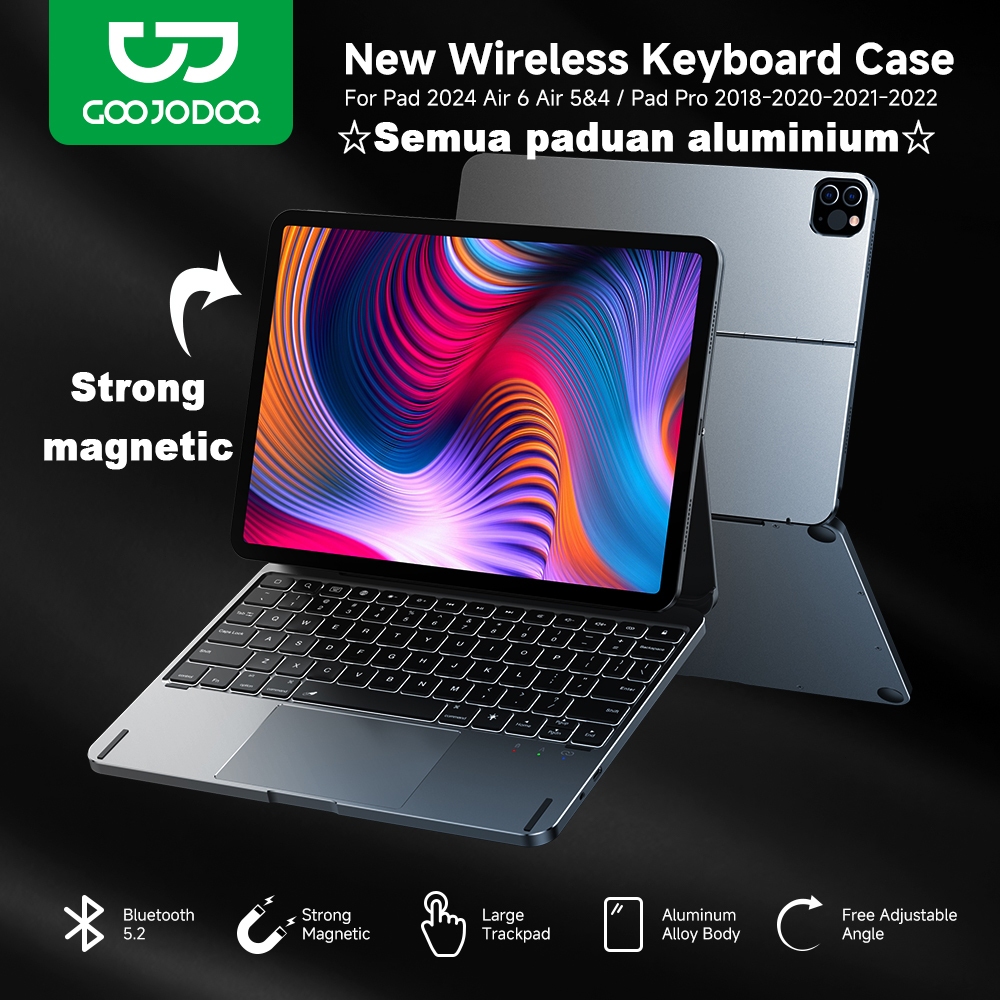 GOOJODOQ Magic Keyboard Case Aluminum alloy Case for iPad Pro 11 12.9 12 9 iPad Air 5 Air 4 10.9 Air6 11inch Air6 13inch iPad Pro 2024 11inch&13inch Backlight LCD Display Keyboard Smart Cover English keyboard ราคา 2,564 บาท*ส่งฟรี