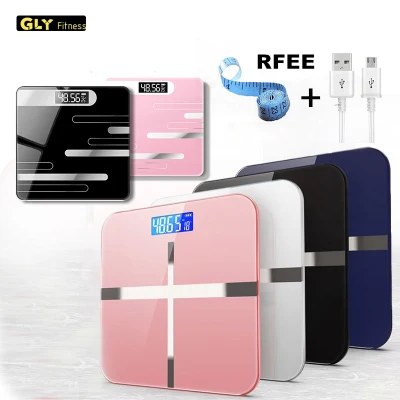 Local Seller Rechargeable Digital Body USB Weighing Scale LCD Display Bathroom Tempered Glass Weighing Scale