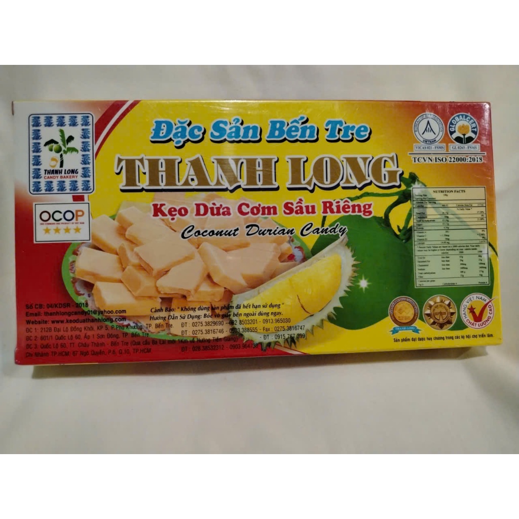 Hộp 450g sầu riêng Thanh Long gói tay mềm dẻo
