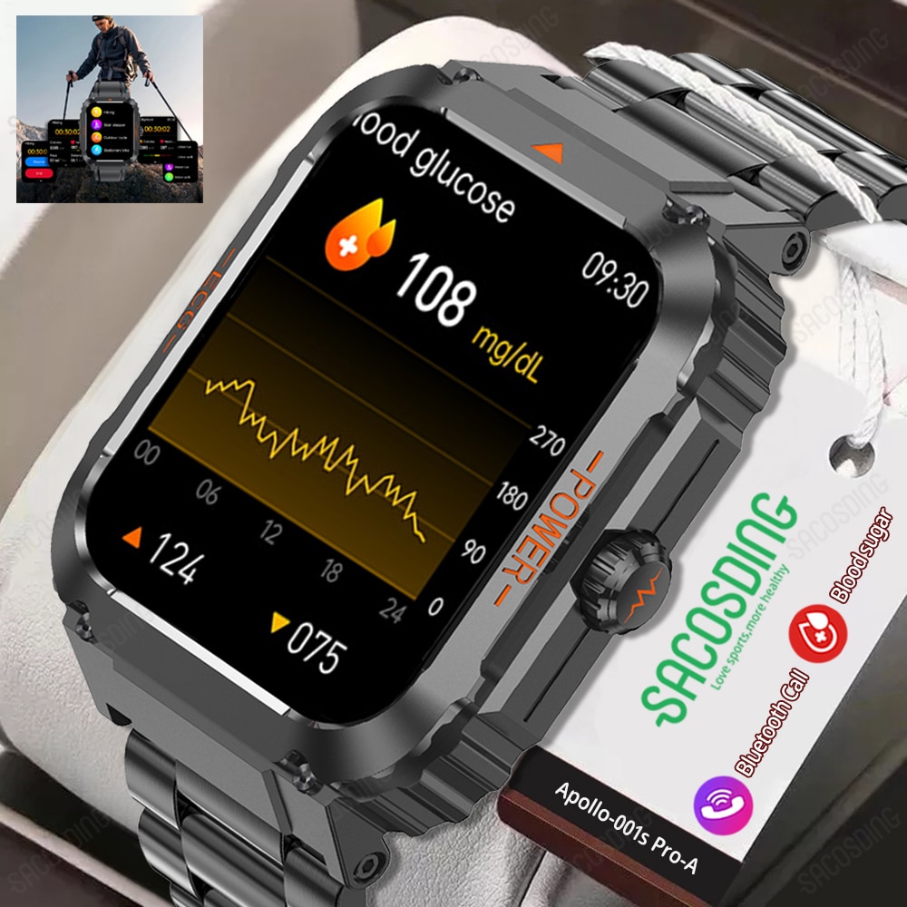 2023 New Military Sport Smartwatch ECG+PPG HD Bluetooth Call Health Temperature Monitoring IP68 Waterproof Watch For Android IOS