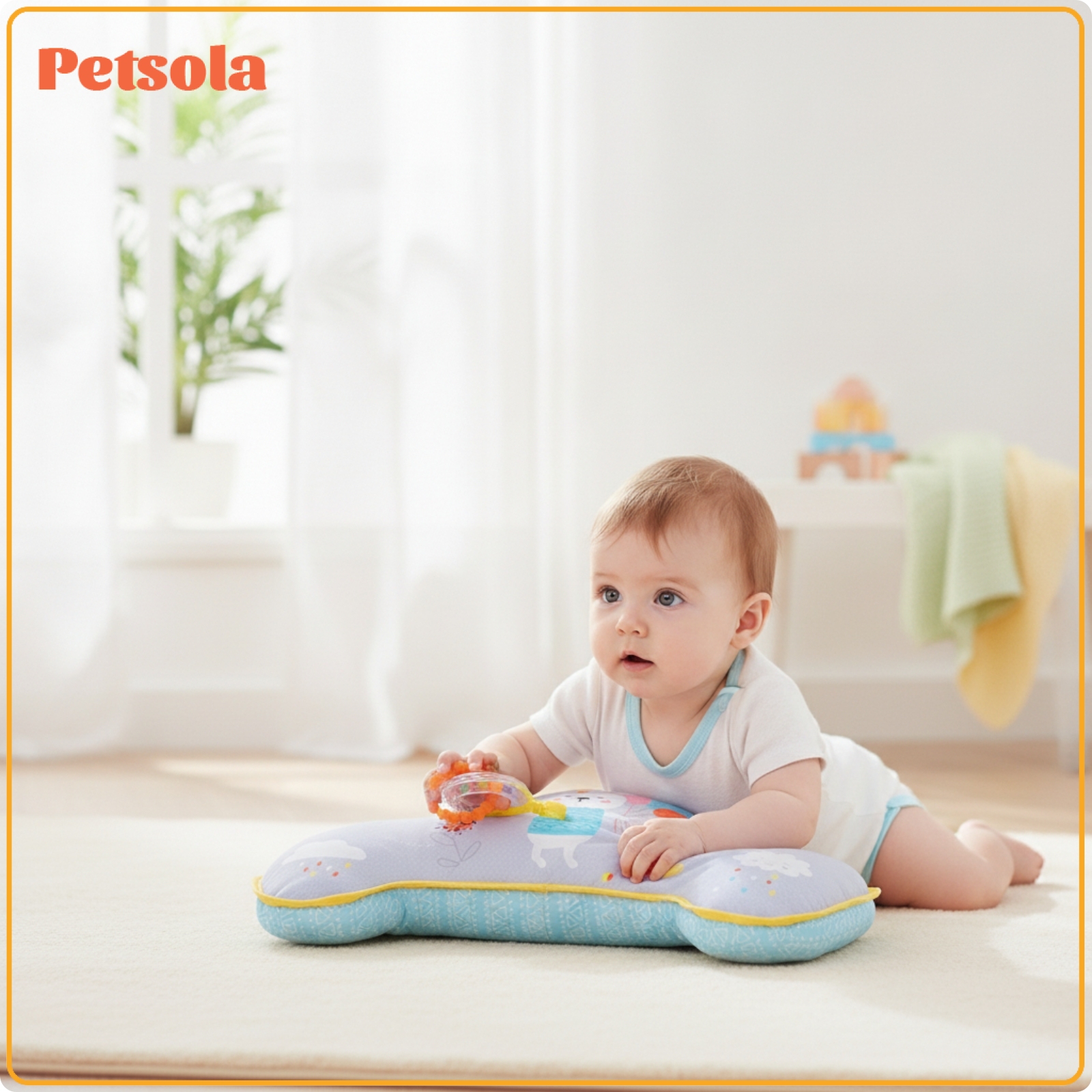 petsola Interactive Tummy Time Pillow Detachable U-Shaped Pillow with Toys 2-in-1 Tummy Time Mat Comfortable for Infants, Newborns ราคา 1,678 บาท*ส่งฟรี